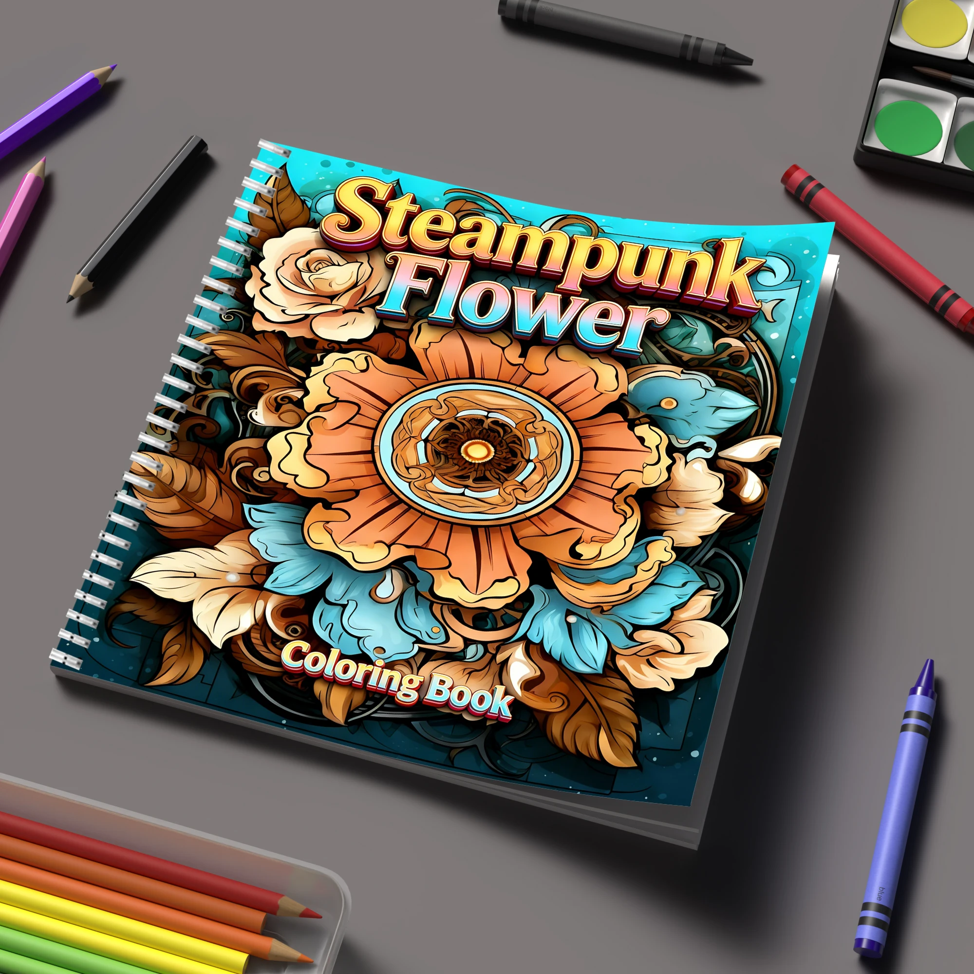 Event Supplies - Livre de coloriage Steampunk Flowers pour