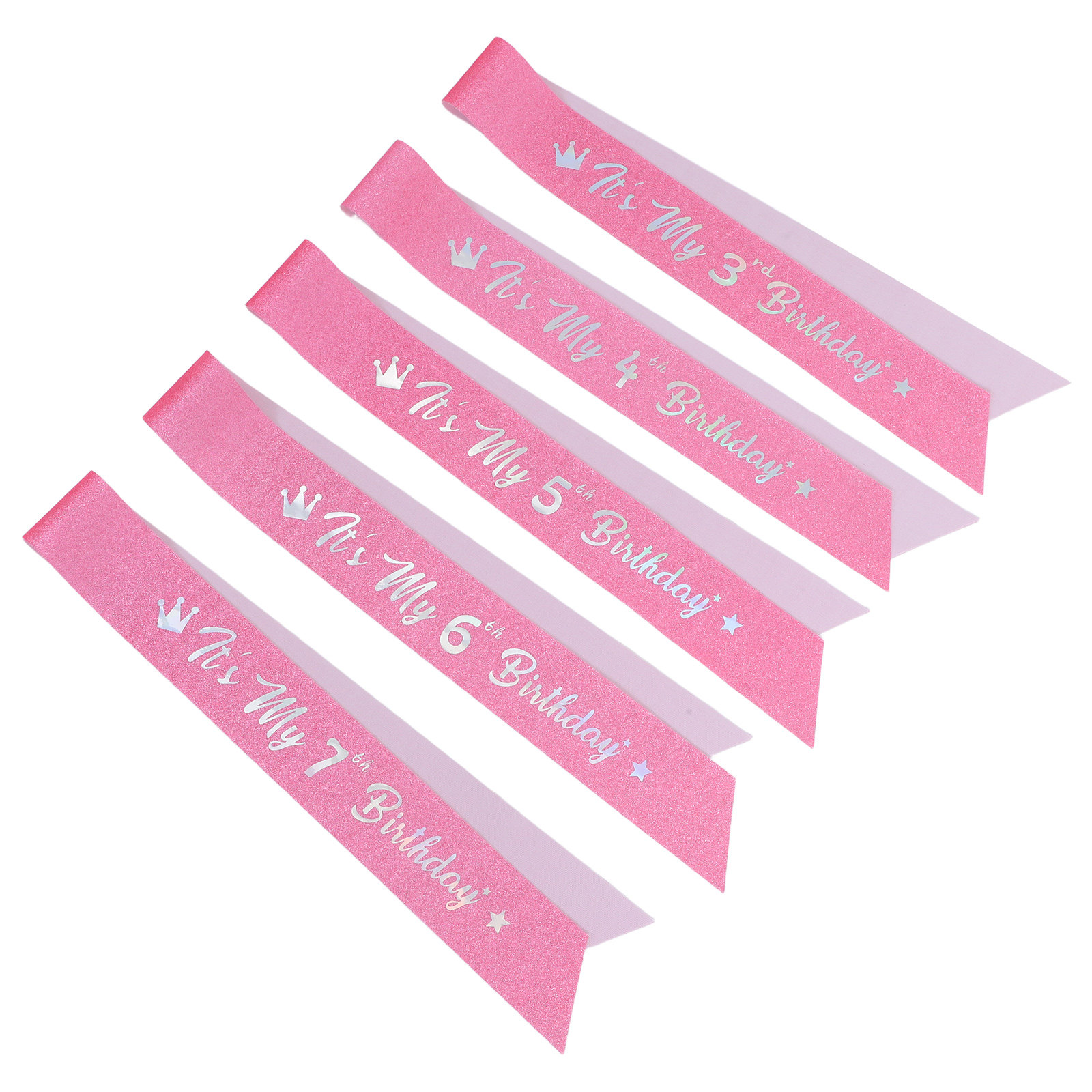 5 pièces, écharpe rose à paill - Birthday Sash Glitter avis et prix
